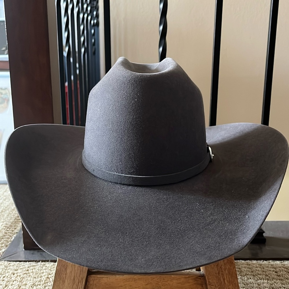 size 6 3/4 long oval shape Gray Cowboy Cowgirl Felt Hat